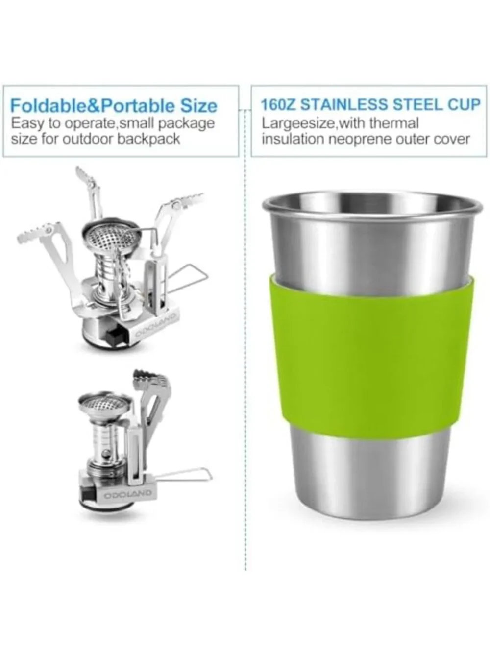 Portable Camping Cookware Set with 1.2L & 0.6L Pots, Lightweight Stove for